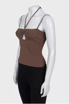 Brown fitted top