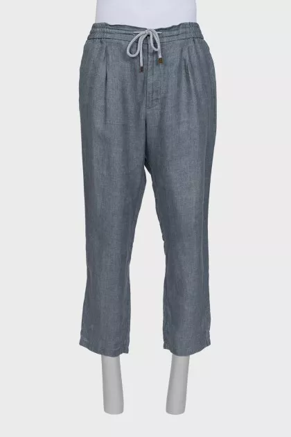 Men's gray linen trousers