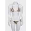 Animal print two-piece swimsuit with tag