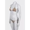 Animal print two-piece swimsuit with tag