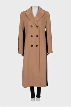 Two-tone double-breasted coat