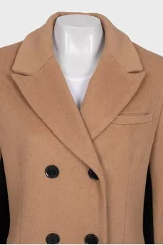 Two-tone double-breasted coat
