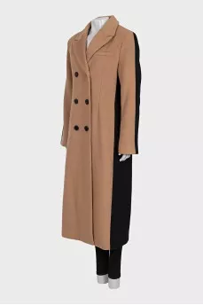 Two-tone double-breasted coat