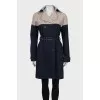 Two-tone trench coat with belt