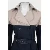 Two-tone trench coat with belt