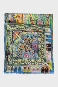 Scarf with print and fringe