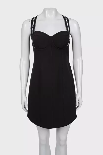 Black dress with straps and tag