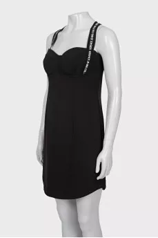 Black dress with straps and tag