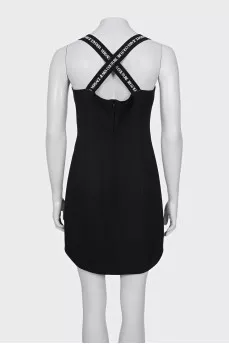 Black dress with straps and tag