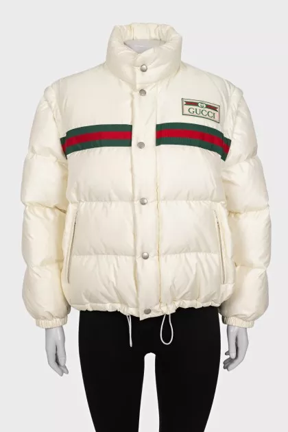 White down jacket with detachable sleeves
