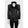 Yanenka leather sheepskin coat with accent shoulders