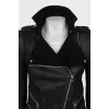 Yanenka leather sheepskin coat with accent shoulders