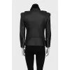 Yanenka leather sheepskin coat with accent shoulders