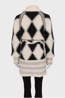Long cardigan with a belt