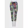 Floral print drawstring trousers