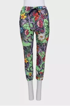 Floral print drawstring trousers