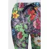 Floral print drawstring trousers