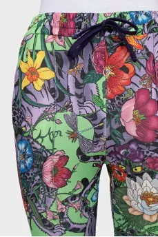 Floral print drawstring trousers