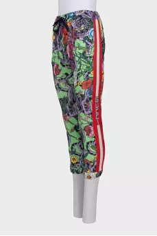 Floral print drawstring trousers
