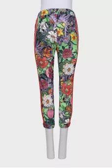 Floral print drawstring trousers