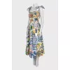 Fitted white sundress with a print