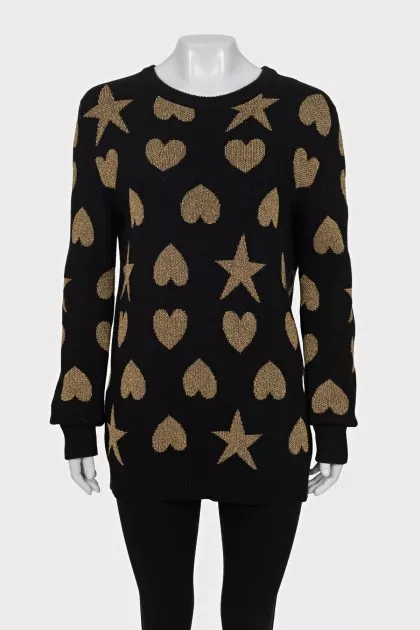 Long black jumper with a print
