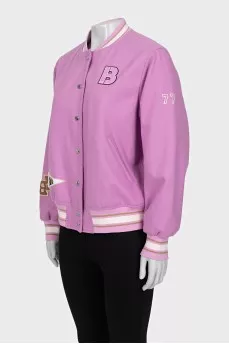 Purple bomber jacket with tag