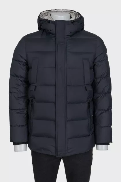 Men's black down jacket with pockets