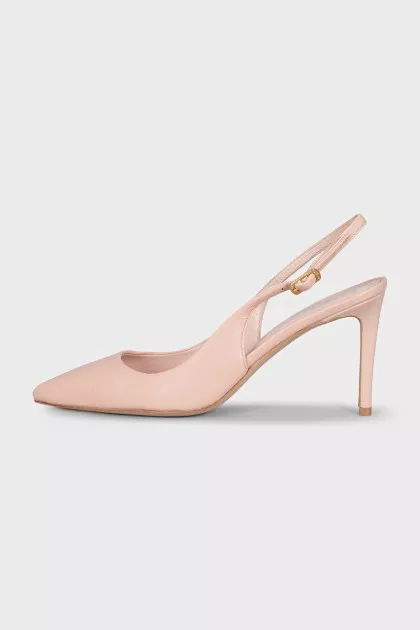 Leather slingbacks with mid-heels