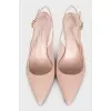 Leather slingbacks with mid-heels