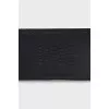 Black leather belt with logo buckle
