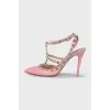 Pink leather Rockstud shoes