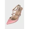 Pink leather Rockstud shoes