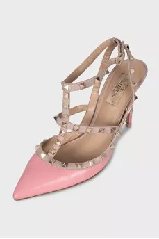 Розовые кожаные туфли Rockstud