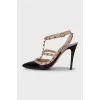Rockstud patent leather slingbacks
