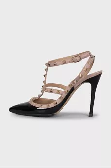 Шкіряні лаковані слінгбеки Rockstud
