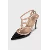 Rockstud patent leather slingbacks