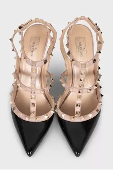 Шкіряні лаковані слінгбеки Rockstud