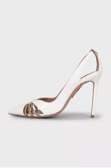 Leather shoes with gold accents