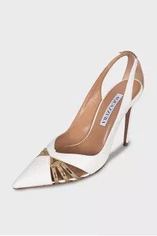 Leather shoes with gold accents