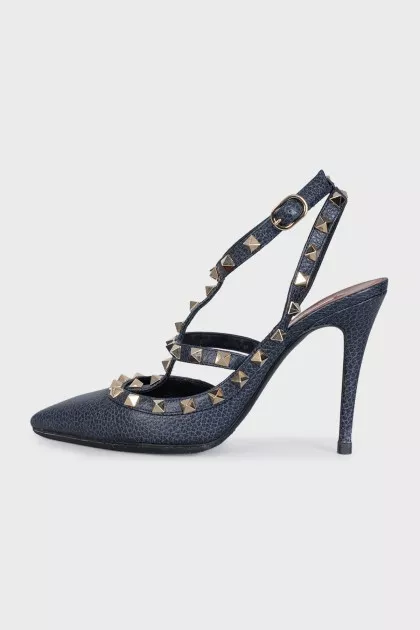Rockstud studded leather slingbacks