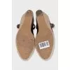 Suede open-toe wedge shoes