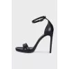 Black leather stiletto heels