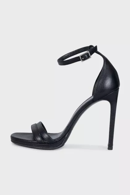 Black leather stiletto heels