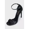 Black leather stiletto heels