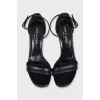 Black leather stiletto heels