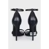 Black leather stiletto heels