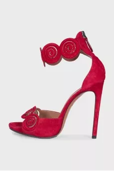 Red suede sandals