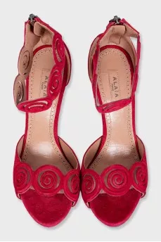 Red suede sandals