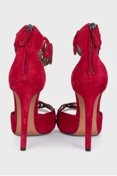 Red suede sandals